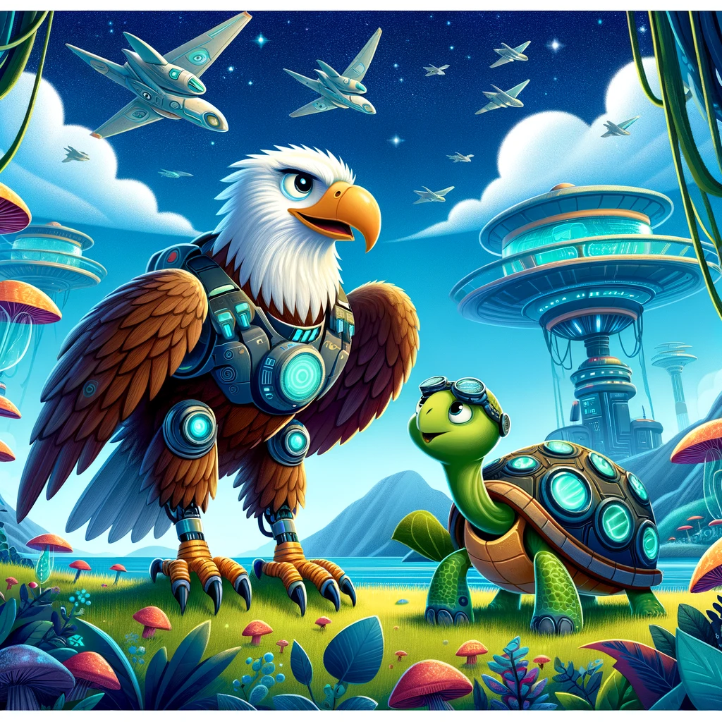 aguila y tortuga en el futuro