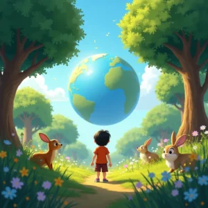 armonia en el planeta azul donde humanos y animales comparten un hogar en paz