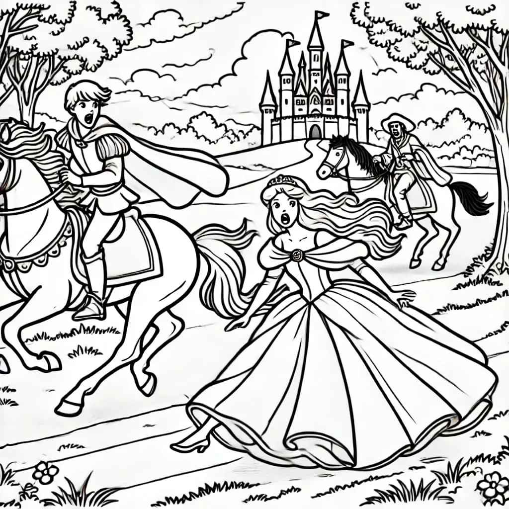 carlos y carla corriendo hacia el bosque y luego cabalgando hacia su libertad