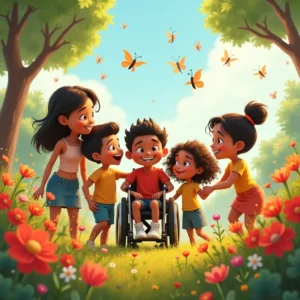cuento de historias entre flores y risas de un jardin diverso y hermoso donde todos pueden brillar