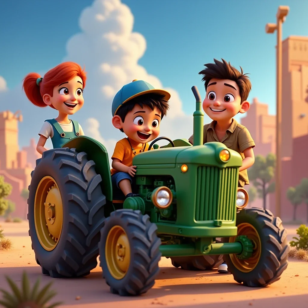 cuento de la aventura de diego y su tractor verde en la ciudad del sol