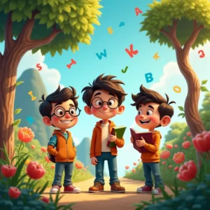 cuento de la aventura de los tres amigos y el magico mundo de las letras (1)
