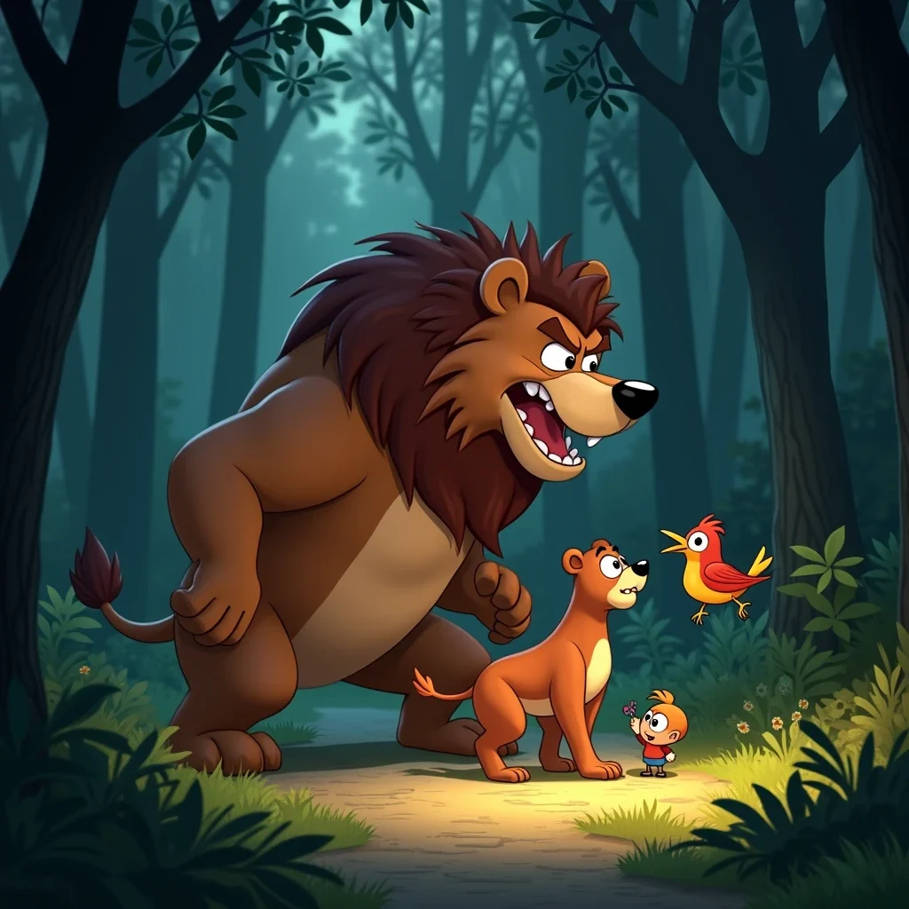 cuento de la aventura del bosque la valiente defensa del oso contra el leon feroz