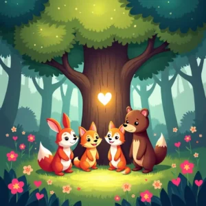 cuento de la aventura magica en el bosque de la amistad donde los corazones de los animales hablan de valores y amor (1)