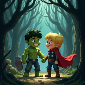 cuento de la leyenda de la amistad y la batalla en pantagon un viaje de hulk y thor hacia la victoria (1)