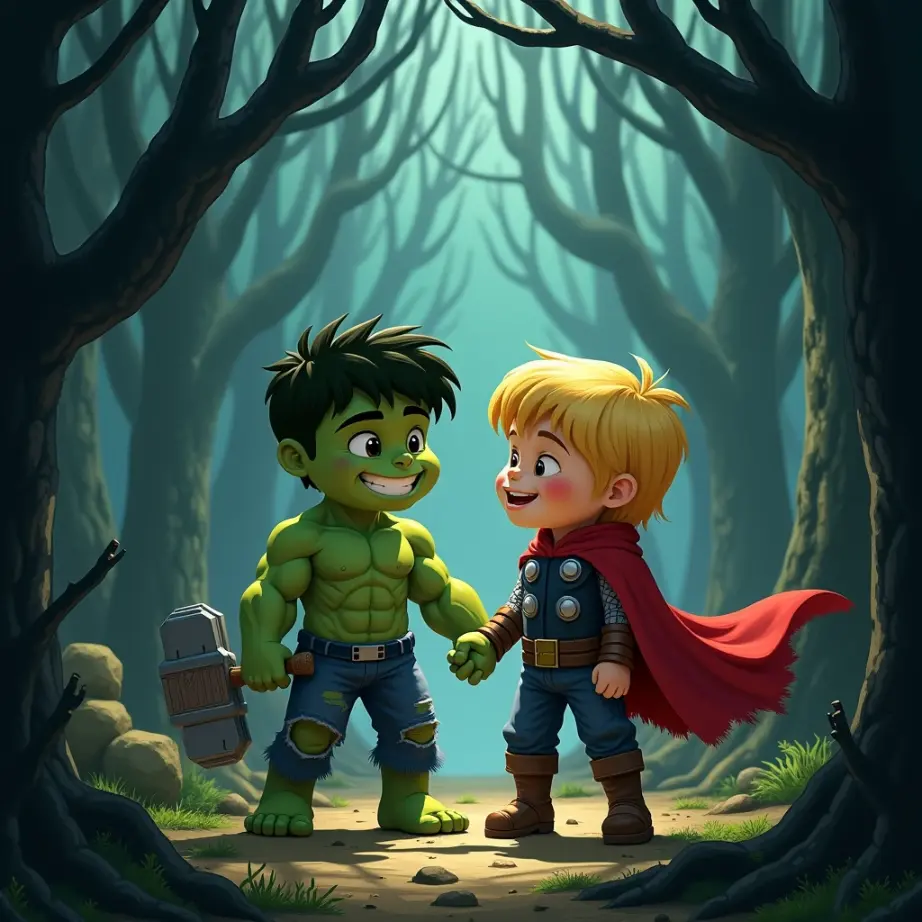 cuento de la leyenda de la amistad y la batalla en pantagon un viaje de hulk y thor hacia la victoria (1)