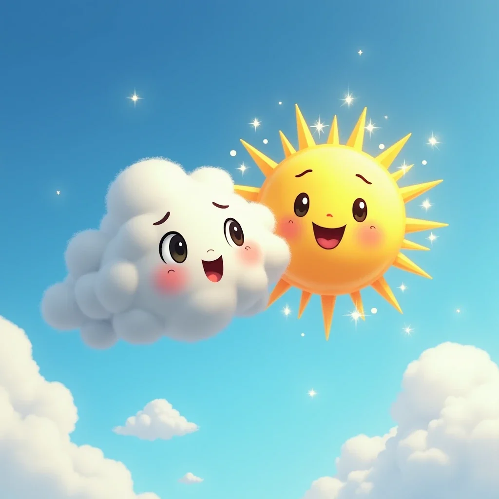 cuento de nube y el sol una historia de curiosidad y brillante amistad en el cielo azul