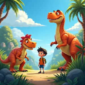 cuento de un viaje prehistorico de colores y rugidos