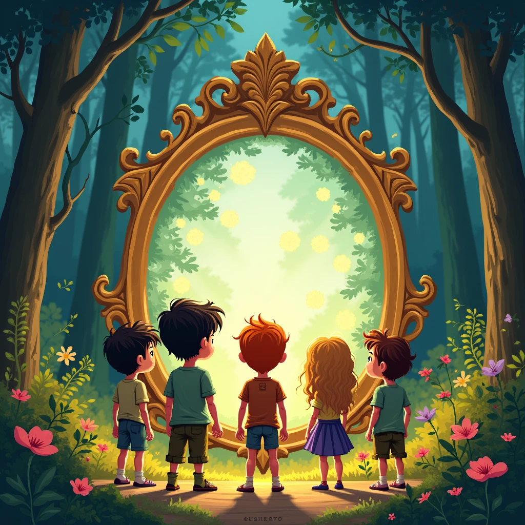 el espejo magico y la aventura de los cinco amigos