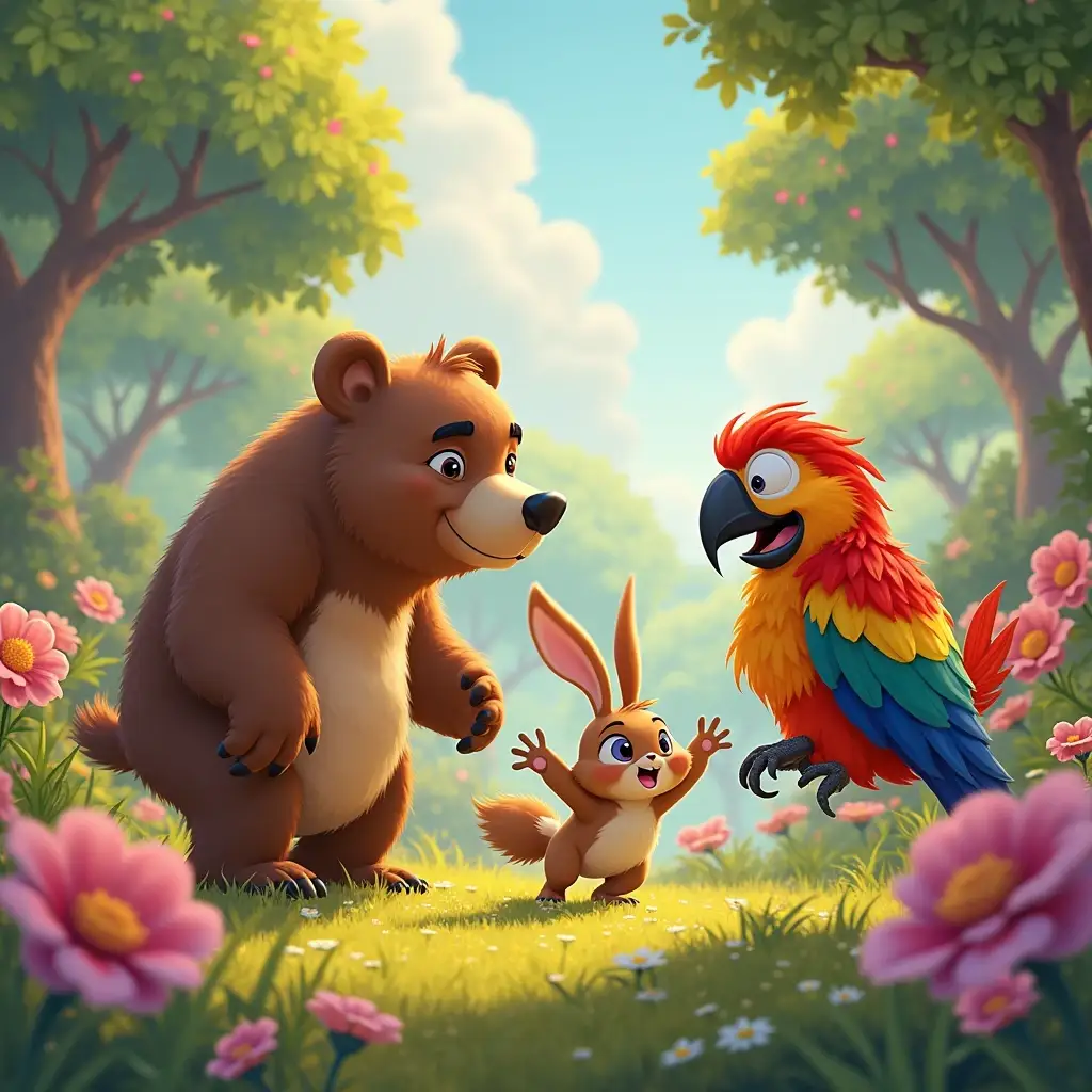 el loro griton y el poder de la amistad en el jardin de las flores magicas (1)