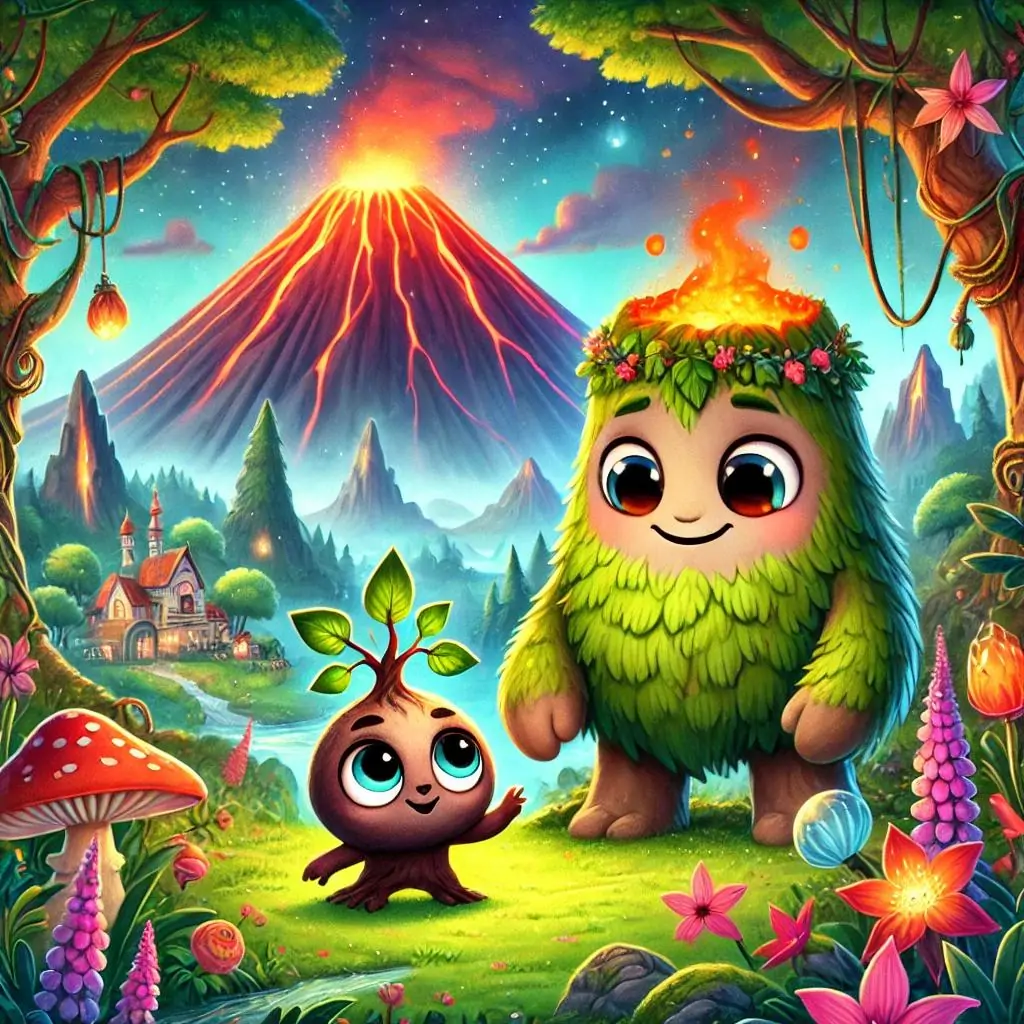 el pequeno retono y el volcan amistoso