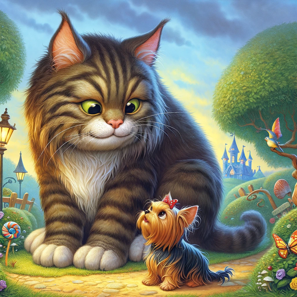 el pequeno yorkie y el gato gigante una aventura de amistad