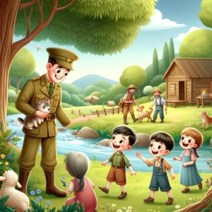 el soldado y los ninos del bosque