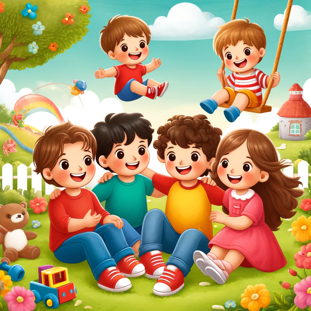 eliseo y sus amigos en el jardin de juegos