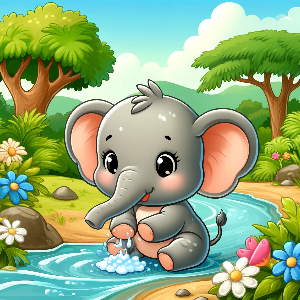 hijo elefante aprende a lavarse las manos