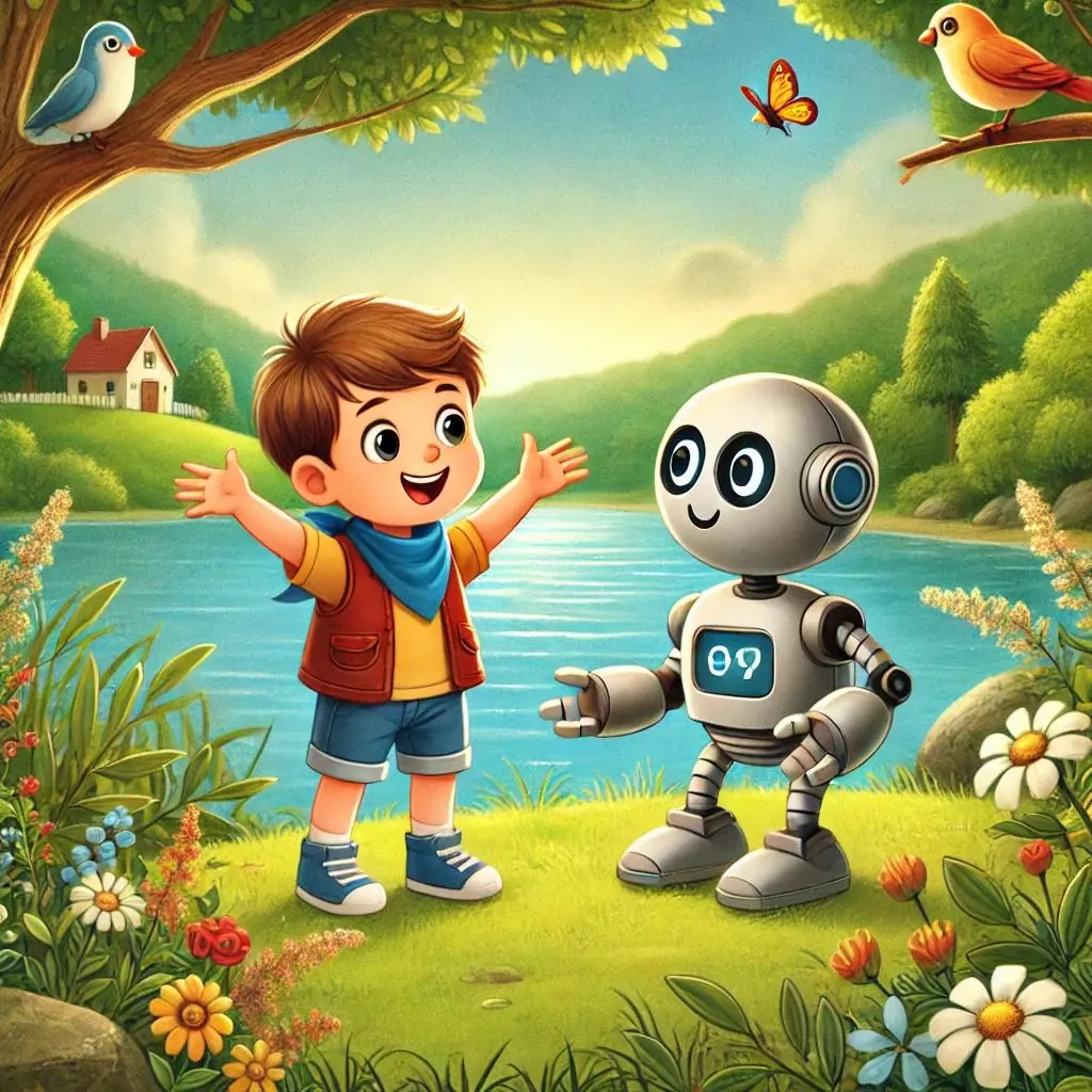 la amistad del nino y el robot