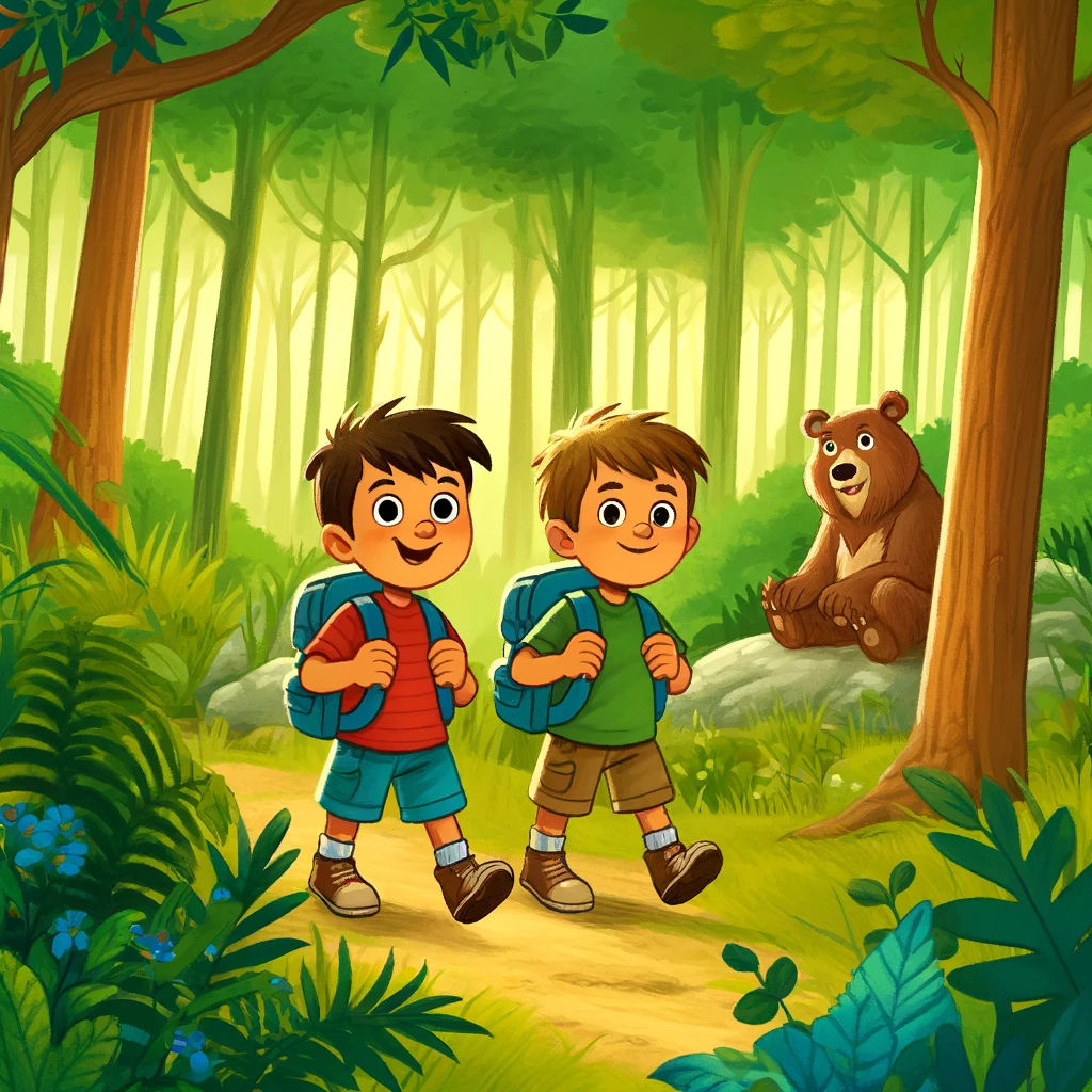 la aventura de adrian y jose en el bosque