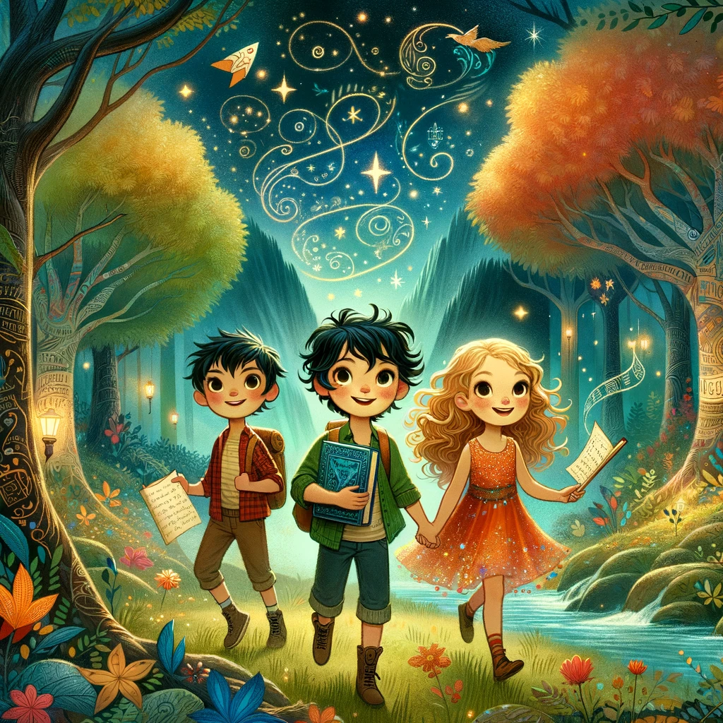 la aventura de alan rene y dana en el bosque de las palabras