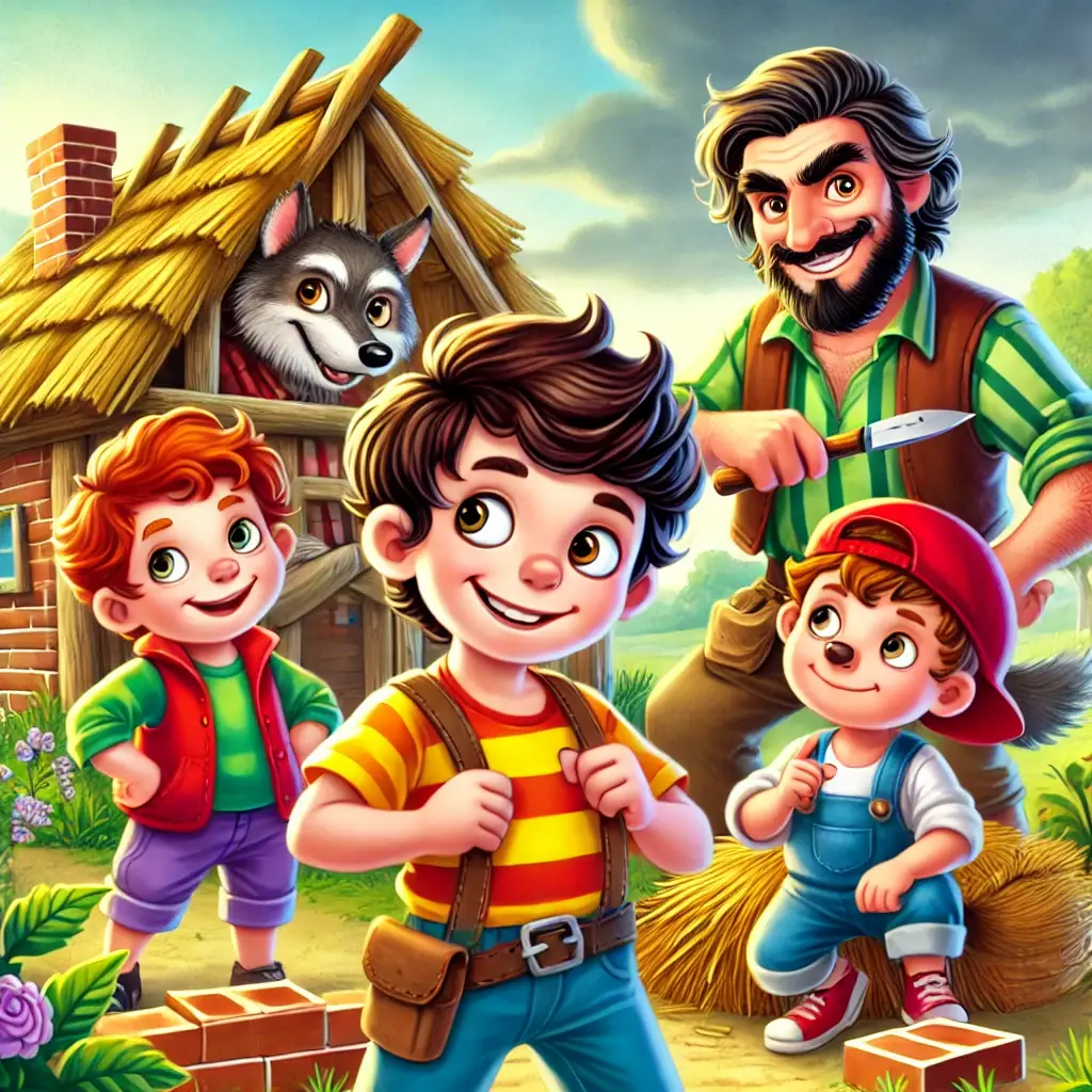 la aventura de los tres cerditos y su amigo gonzalo contra el lobo astuto con la ayuda de papa