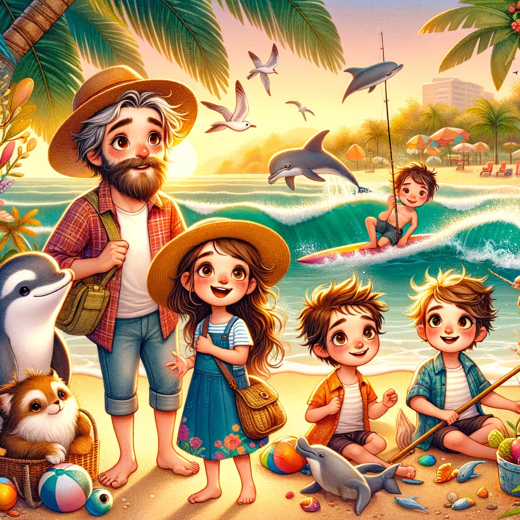 la familia de la playa
