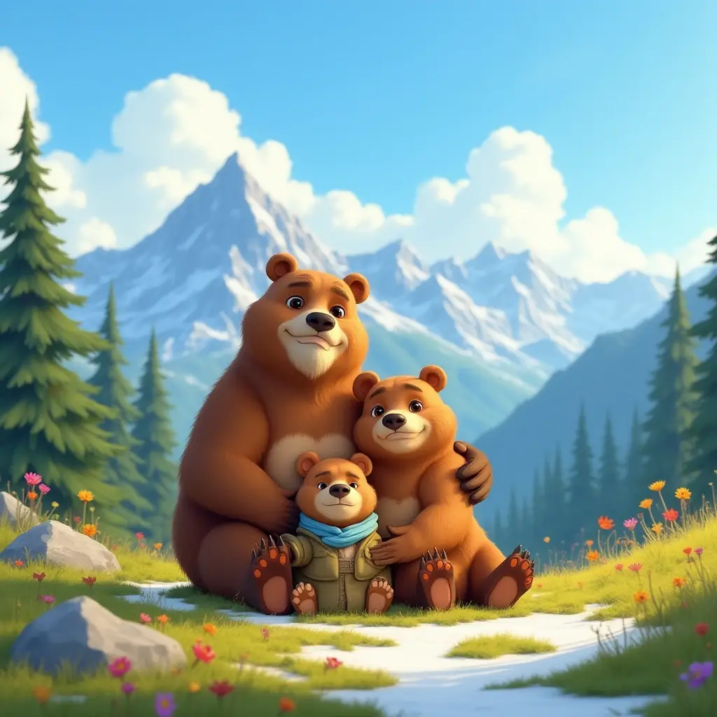 la familia de los ositos un sueno cumplido en la montana