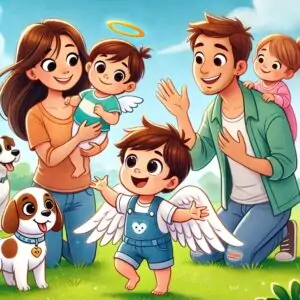 la familia feliz y el angelito agustin