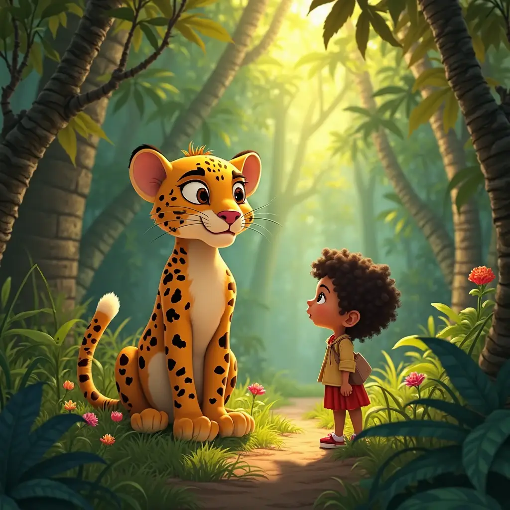 la leopardo y la nina de la selva un corazon de oro entre la espesura verde (1)