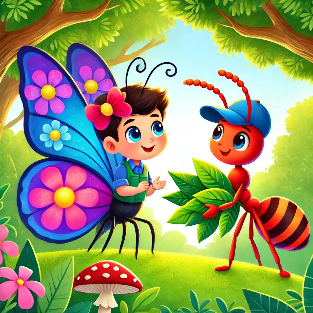 la mariposa y la hormiga