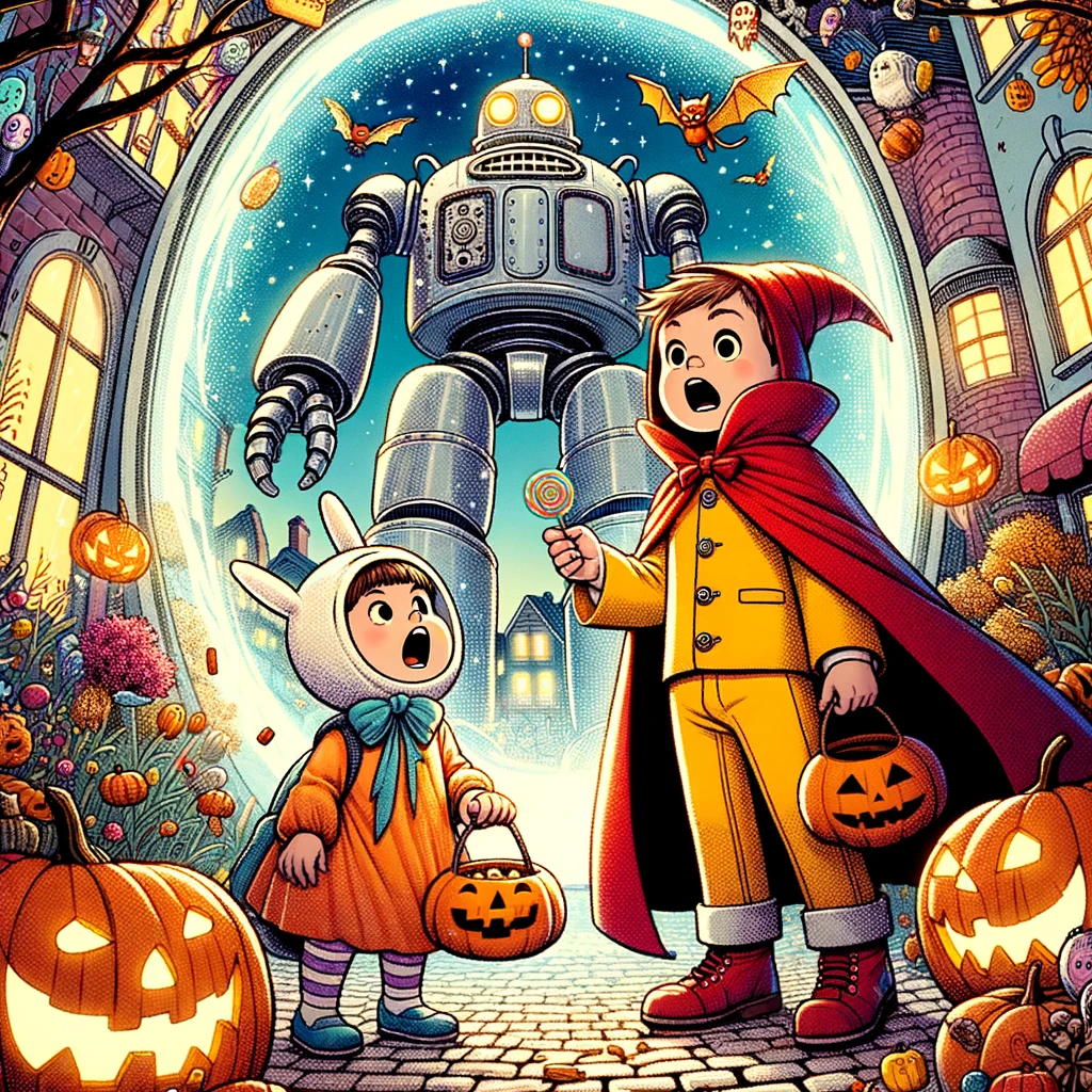 la noche de halloween y el portal de los robots y pokemons