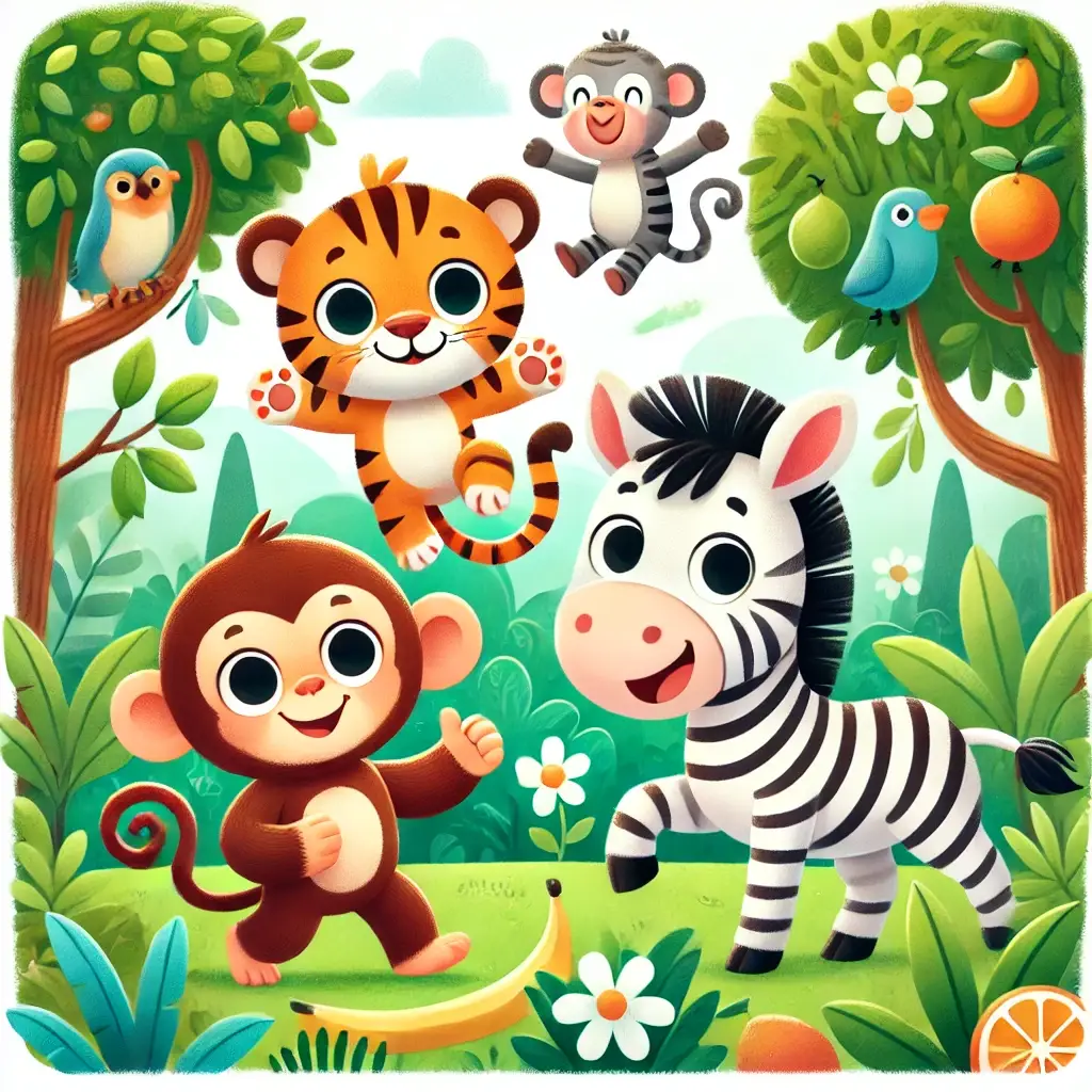 leo monito y zebra amigos en la selva (1)