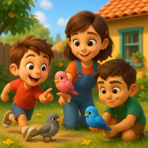 tres corazones unidos entre pajaros y amor