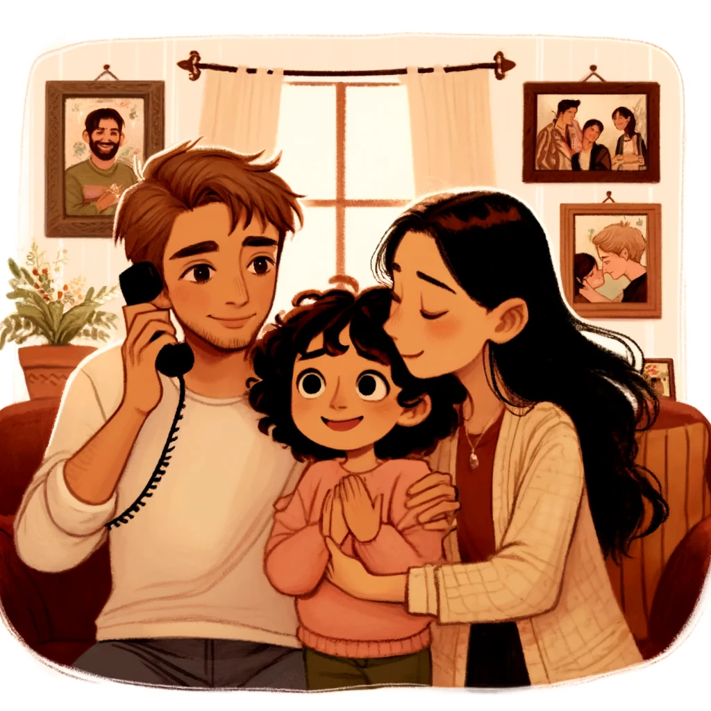 una familia de tres felices